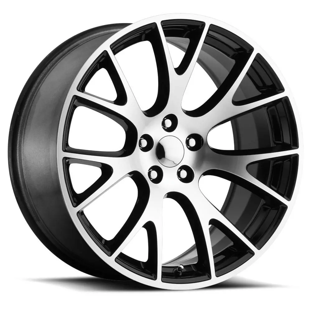20x9.5 Black Machined-Face Hellcat-Inspired Alloy Wheels – 5x115 Bolt Pattern, +15 Offset