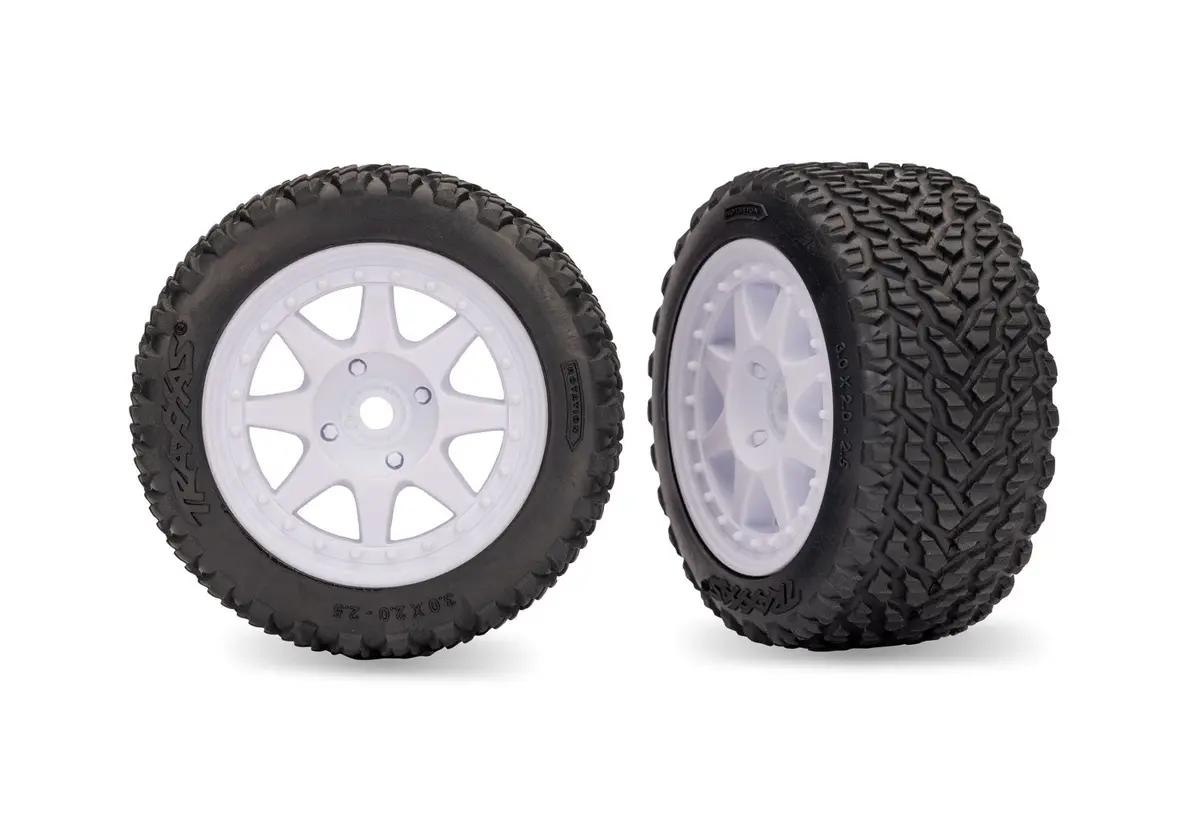 White Rear Mini Rally Wheels With Rally Tires (2) 10873 1