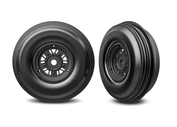Tires & Wheels Ribbed  Tires Assembled Dual Profile Pro Scale® Sand Car Black Wheels Front (1 Right & 1 Left) 10971 1