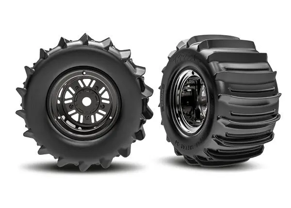 Tires & Wheels Paddle Tires Assembled Dual Profile Pro Scale® Sand Car Black Chrome Wheels (1 Right & 1 Left) 10973-Blkc 1