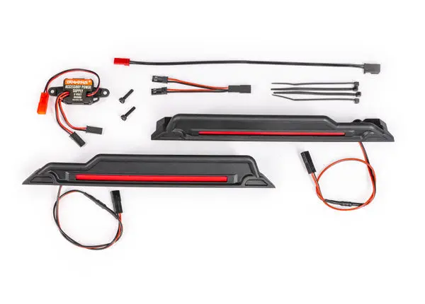 Full-featured LED underbody lighting kit including power adapter, pre-wired harnesses, and secure mounting components — model 10998