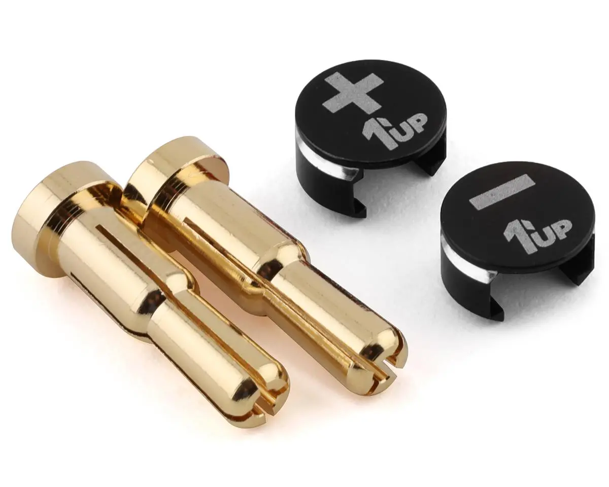 1Up Racing Lowpro Bullet Plug Grips W/4-5Mm Bullets (Black/Black) 1Up190413 1