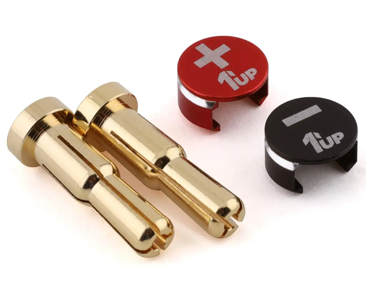 1Up Racing Lowpro Bullet Plug Grips W/4-5Mm Bullets (Black/Red) 1Up190433 1