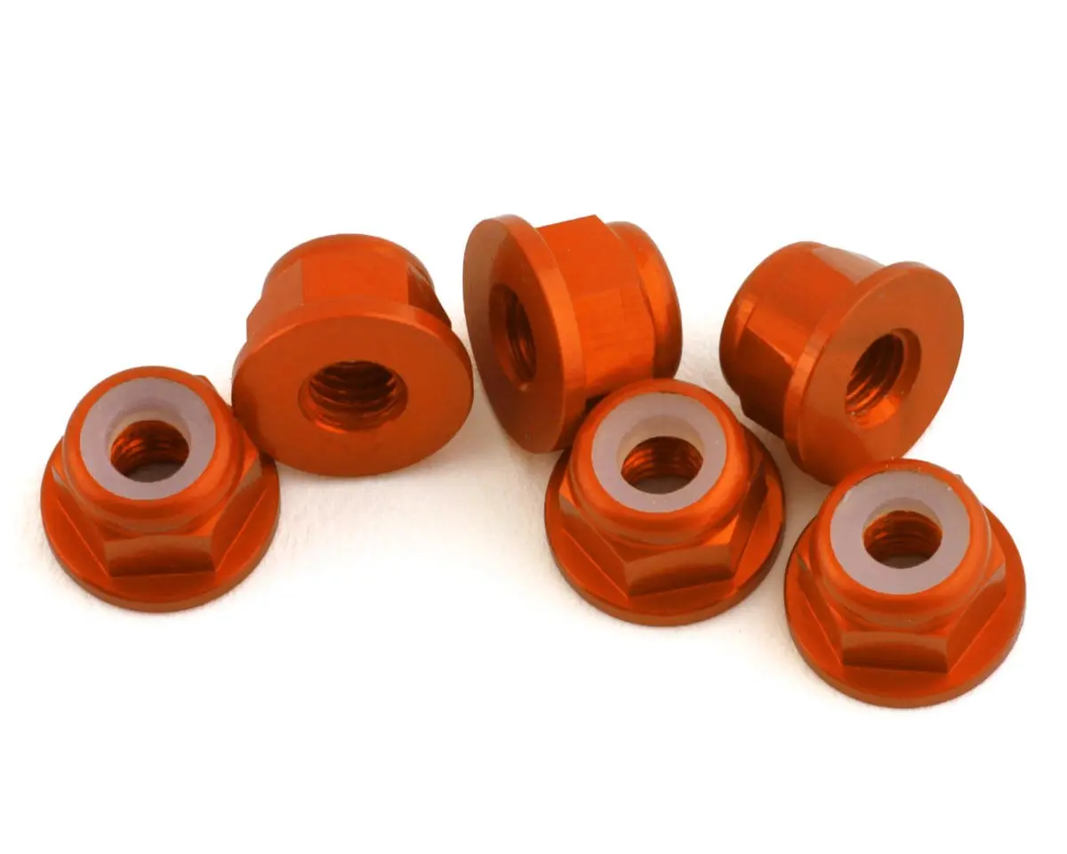 1Up Racing 3Mm Aluminum Flanged Locknuts (Orange) (6) 1Up870603 1