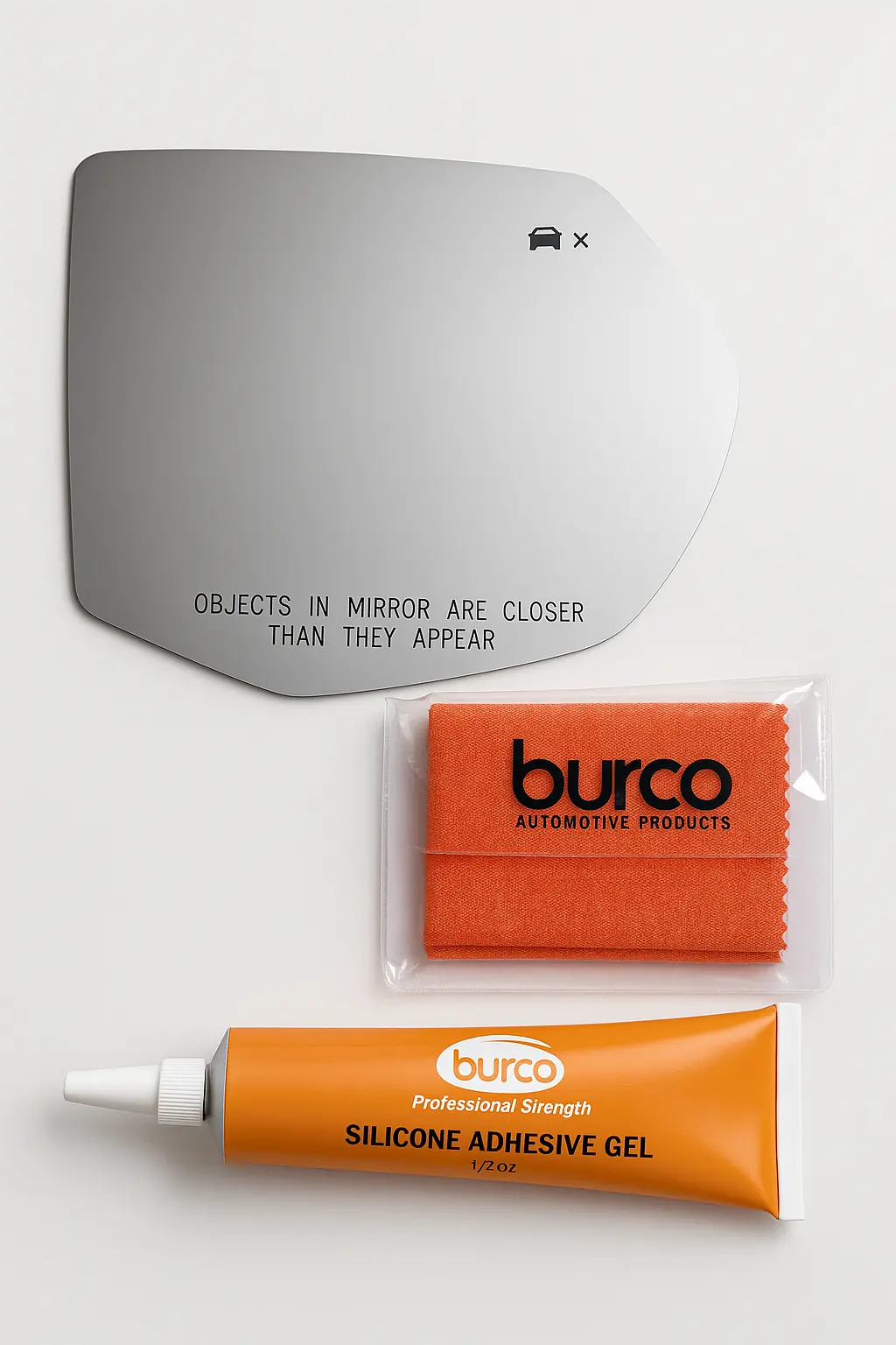Burco - Passenger Side View Mirror W Blind Spot For Chev Suburban Tahoe Rh Convex Bldspt Fitover - 5844B (Glass Only - Backing Plate Not Included) With 6 X 6 Microfiber Cloth & Silicone - 1 2 Oz Tube 1