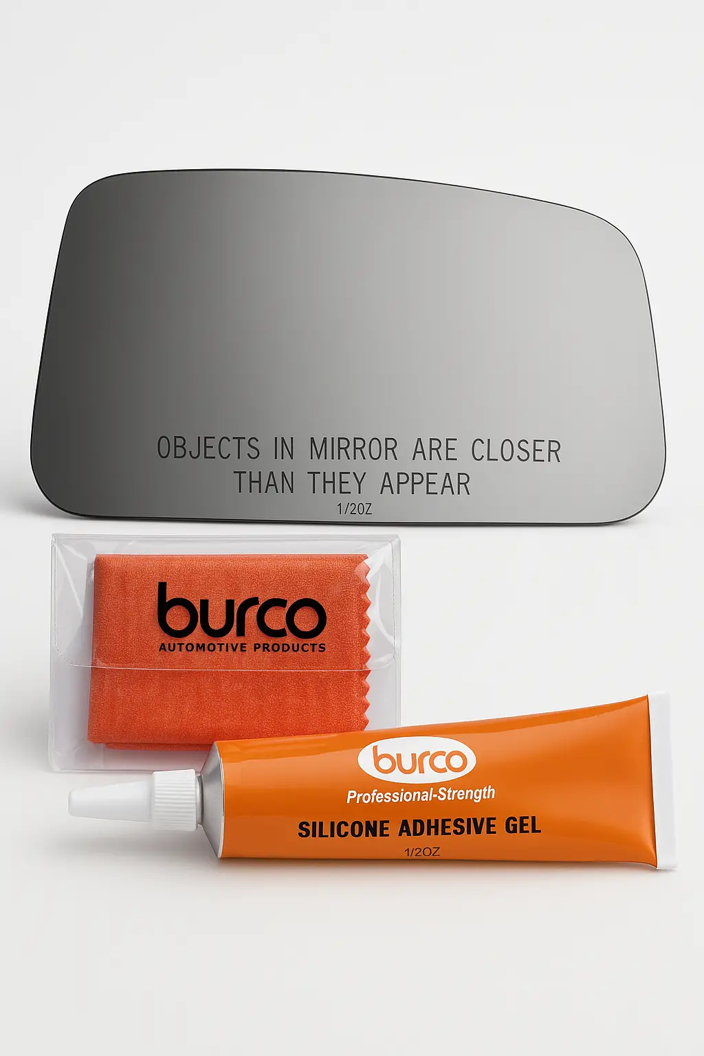 Burco - Side View Mirror For Dodge Sprinter 2500 Lh Rh Upper Convex Fitover - 5939 (Glass Only - Backing Plate Not Included) With 6 X 6 Microfiber Cloth & Silicone - 1 2 Oz Tube 1