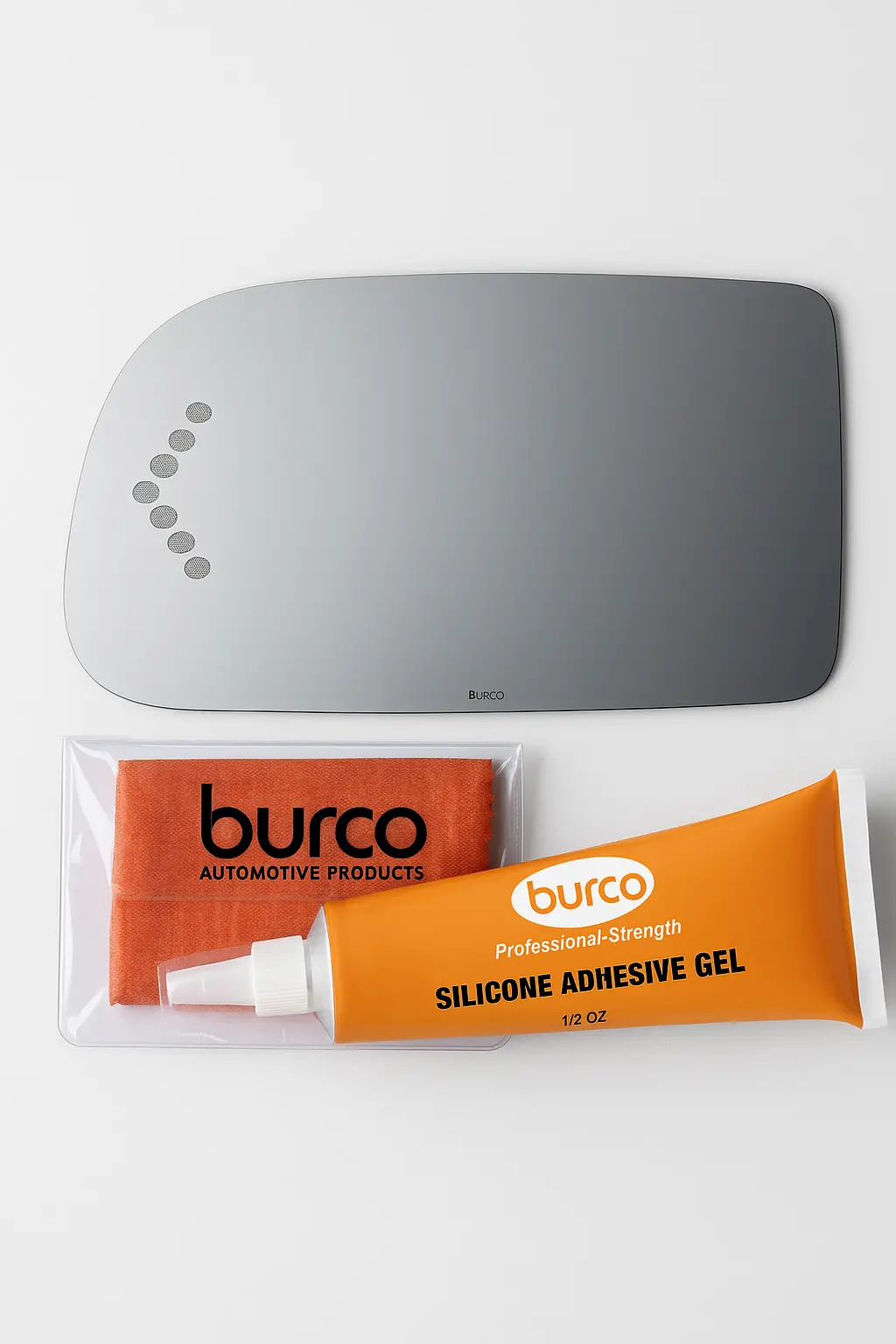 Burco - Driver Side View Mirror W Signal For Chev Silverado Sierra Telescoping Lh Flat Signal Fitover - 4001S (Glass Only - Backing Plate Not Included) With 6 X 6 Microfiber Cloth & Silicone - 1 2 Oz Tube 1