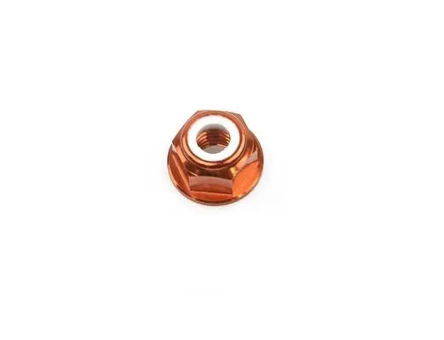 Aluminum Lock Nut With Nylon Insert And Flange (Normal Thread) M5 Orange 1 Pcs 1