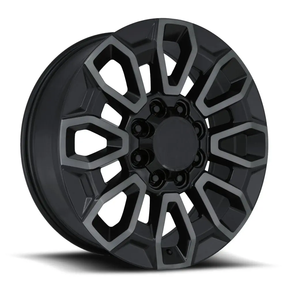 22X8.5 Satin Black Dark Tint Wheels Chevy Silverado 2500 (8X180 / +44 Offset) 1