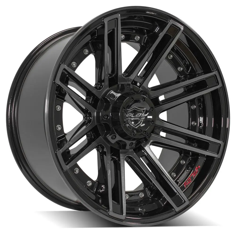 Gloss Black 20x10 Inch Alloy Wheels with Brushed Face and Tinted Clear Coating – 6x135mm / 6x5.5" Fitment for Ford Expedition (2003–2023)