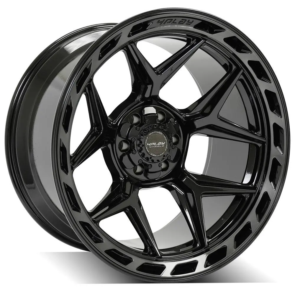22x12 Gloss Black Alloy Wheels with Brushed Face and Tinted Clear Coating – 6x135mm / 6x5.5" Fitment for Ford Expedition (2003–2023)