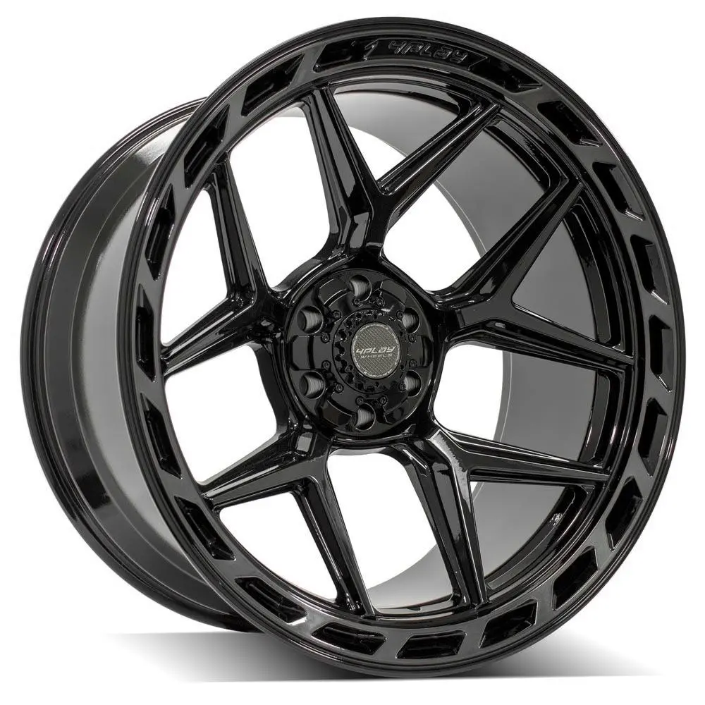 24x12 Gloss Black Alloy Wheels with Brushed Face and Tinted Clear Coating — 6x135mm / 6x5.5" Fitment for Ford Expedition (2003–2023)