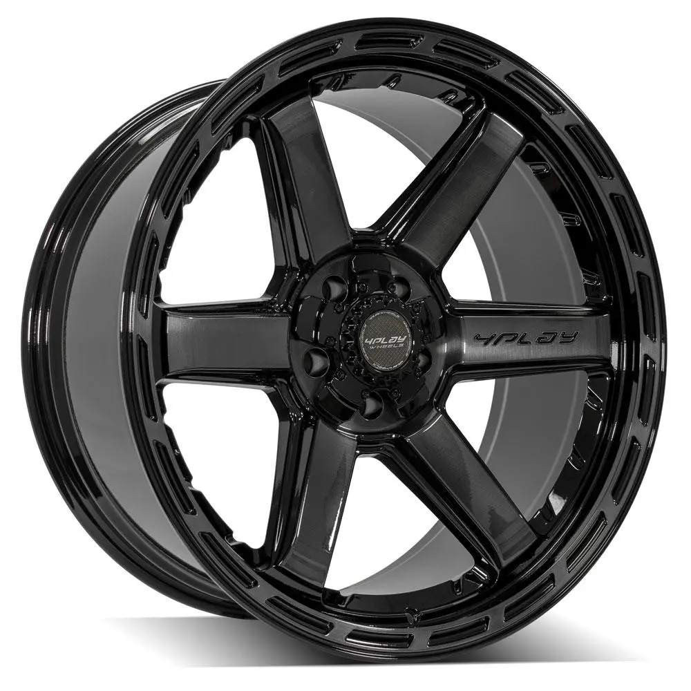 22x10 Gloss Black & Brushed Face Alloy Wheels with Tinted Clear Coating — 5x5" and 5x5.5" Bolt Patterns for Dodge Ram 1500 (1994–2010)