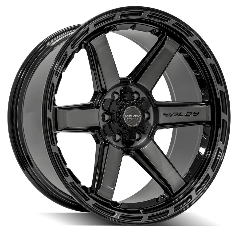 Gloss Black 22x10 Inch Alloy Wheels with Brushed Face and Tinted Clear Coating for Ford Expedition (2003–2023), 6x135mm / 6x5.5 Inch Bolt Pattern