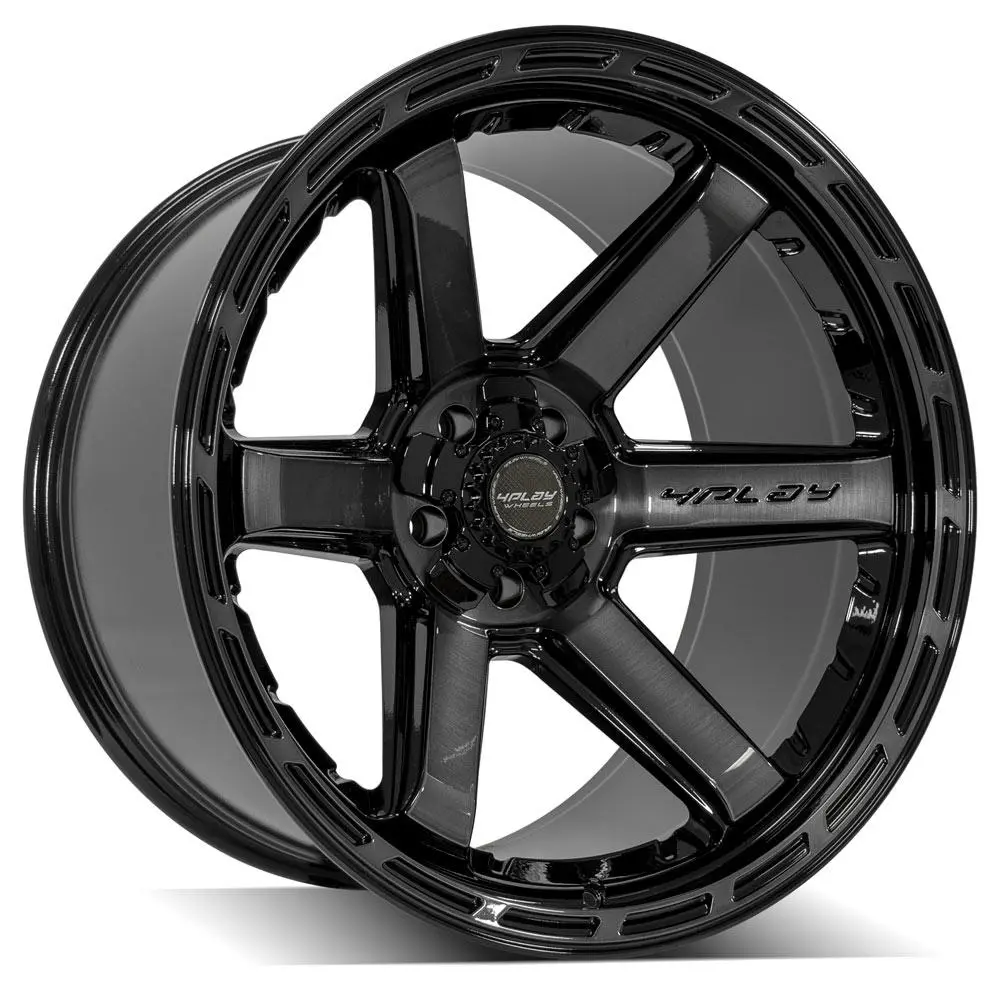 22x12 Gloss Black & Brushed Face Wheel with 5x5" and 5x5.5" Bolt Patterns – Tinted Clear Finish for Dodge Ram 1500 (1994–2010)