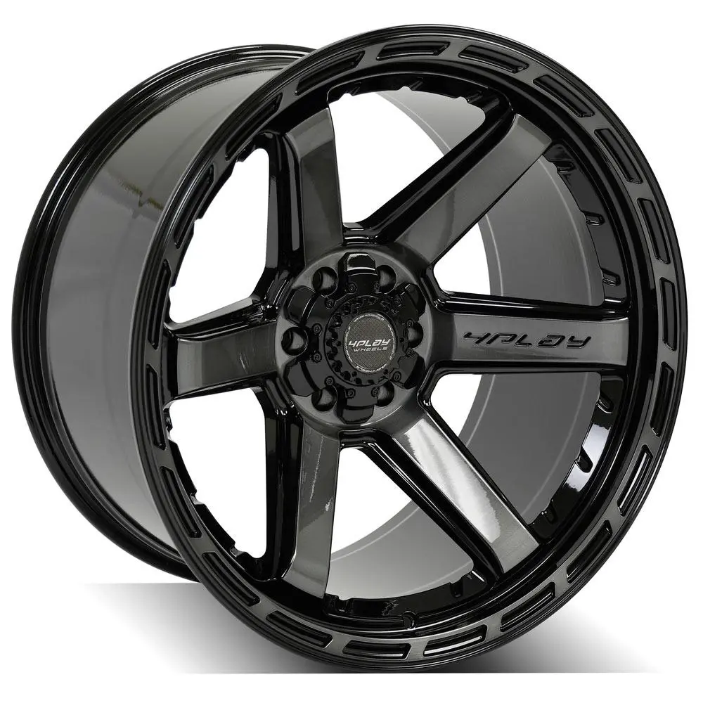 22x12 Gloss Black Alloy Wheels with Brushed Face and Tinted Clear Coating – 6x135mm / 6x5.5" Fitment for Ford Expedition (2003–2023)