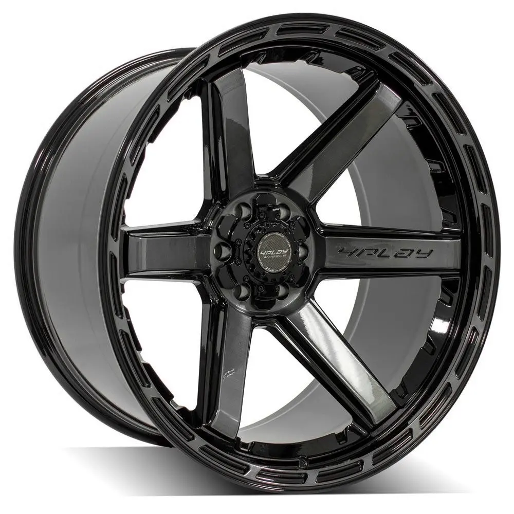 24x12 Gloss Black Alloy Wheels with Brushed Center and Tinted Clear Coating – 6x135mm / 6x5.5" Fitment for Ford Expedition (2003–2023)