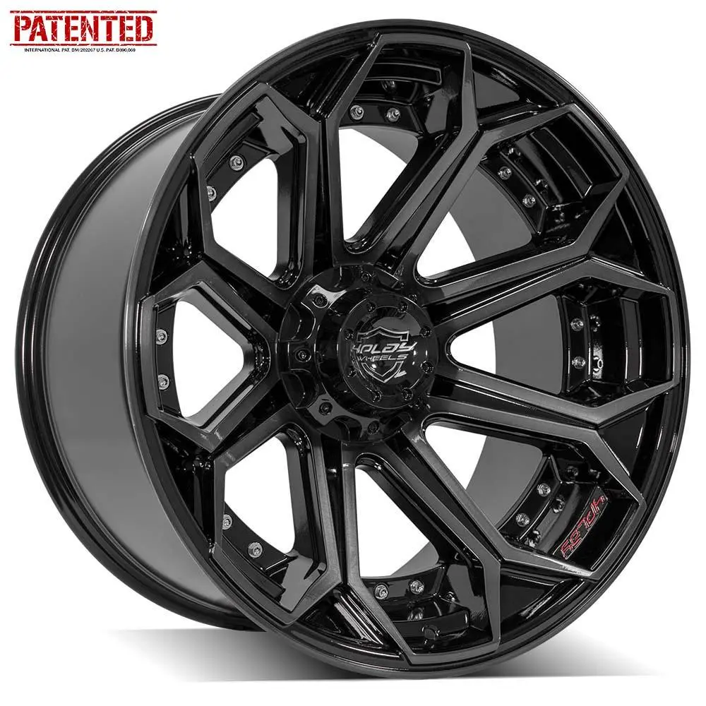 22x12 Gloss Black Alloy Wheels with Brushed Face and Tinted Clear Coat – 6x135mm / 6x5.5" Fitment for Ford Expedition (2003–2023)