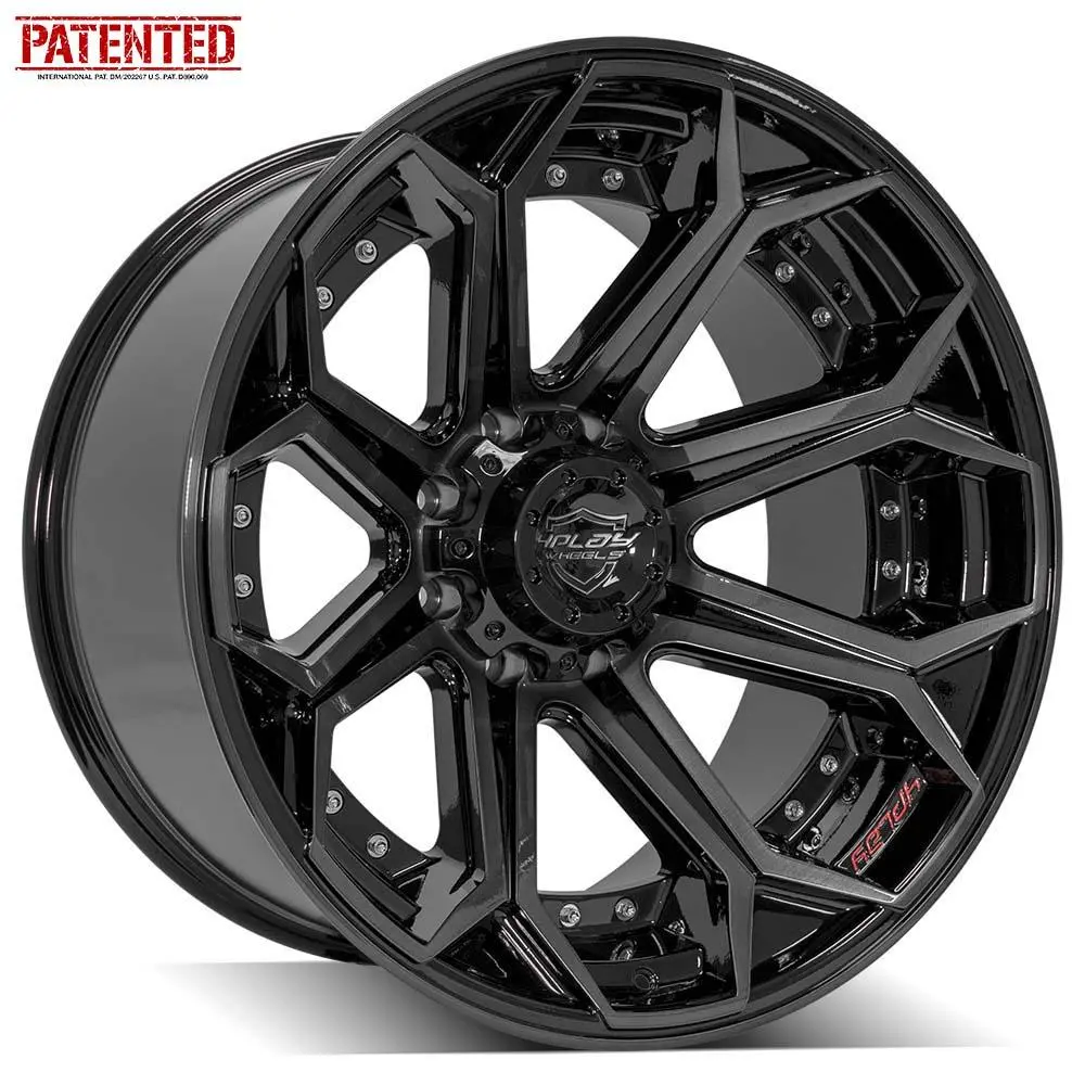 22X12 8X180mm Gloss Black With Brushed Face & Tinted Clear For Chevrolet Silverado 2500 Hd 2011-2023 1