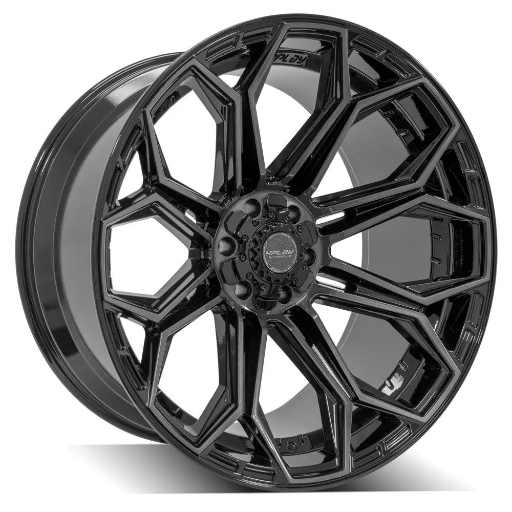 24x12 Gloss Black Wheel with Brushed Face and Tinted Clear Coating – 6x135mm / 6x5.5" Fitment for Ford Expedition (2003–2023)