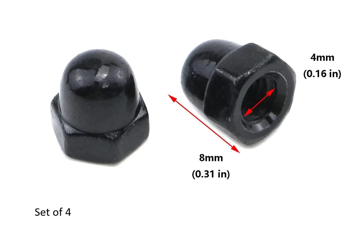 Threaded M4 4Mm Wheel Nuts Set Of 4 Black 1