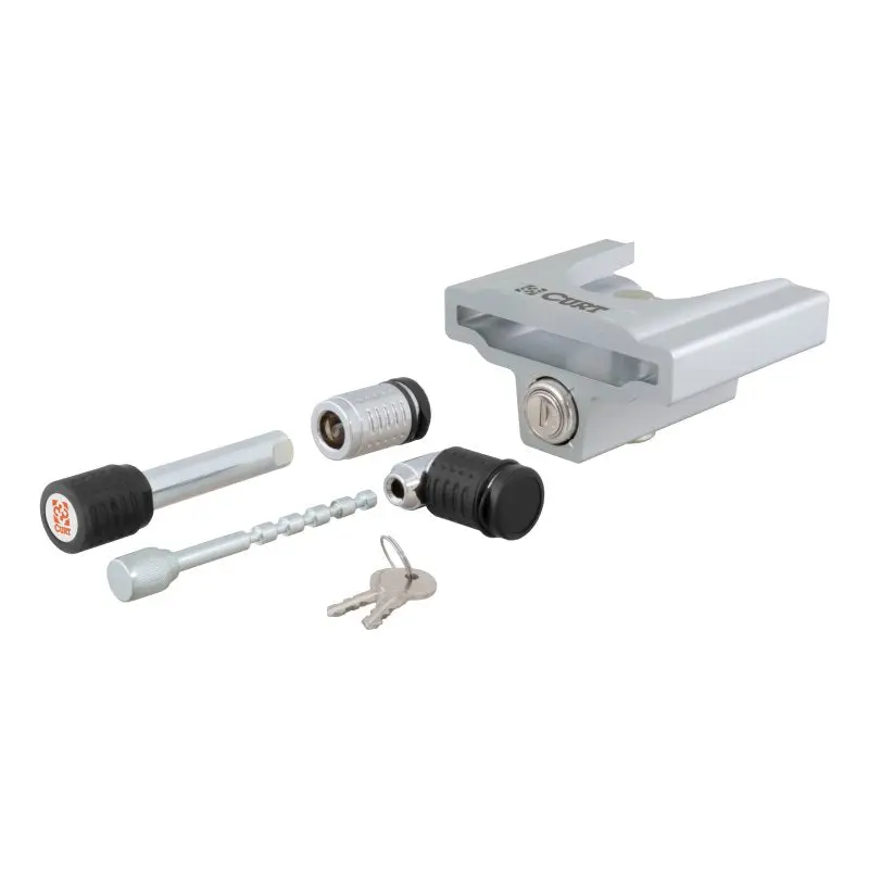 Curt Dual-Purpose Hitch And Coupler Lock Set For 2-Inch Receivers (1/2-Inch To 2-1/2-Inch Latch, 1-7/8-Inch & 2-Inch Lip) 1