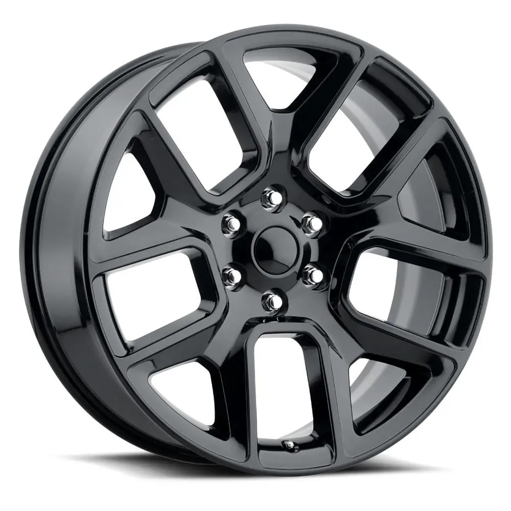 22X9 Gloss Black (+15Mm Offset) 5X5.5 Fr76 Ram 1500 Replica Wheels 1