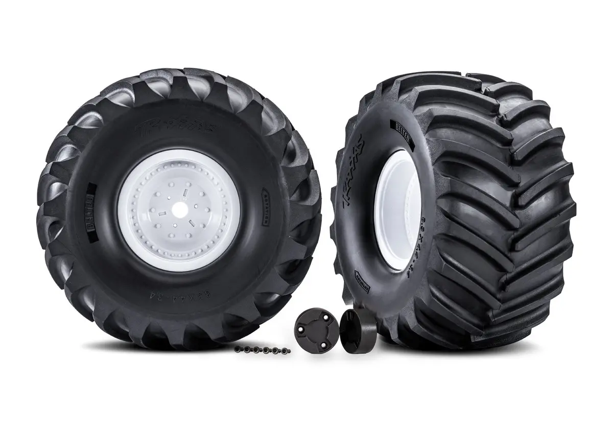 White X-Monster Wheels W/ Terra Groove Tires (2) 7689 1