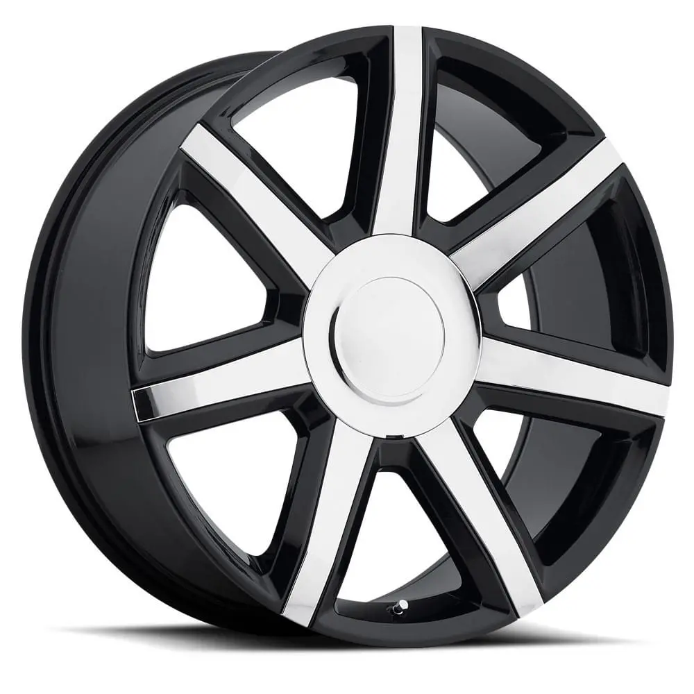 24X10 Gloss Black & Chrome Escalade Style Wheels (Fr56, 6X139.7, +31 Offset) 1
