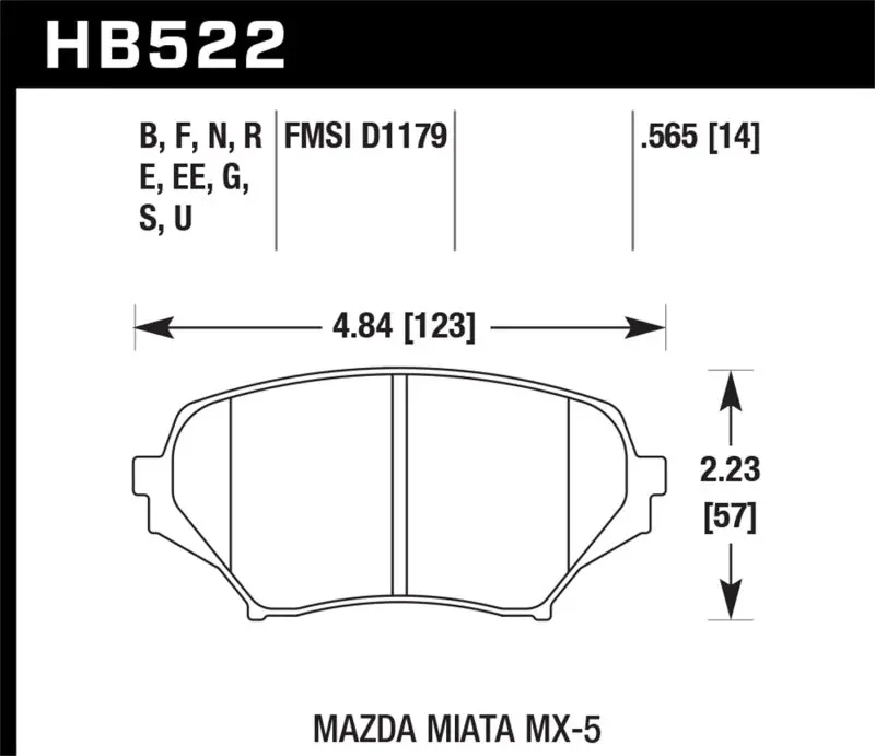 Hawk Hps Street Brake Pads – Front – For 2006–2010 Mazda Mx-5 Miata (Nc) 1