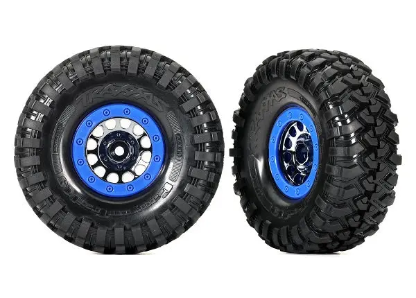 Tires & Wheels, Assembled (Method Race Wheels® 105 Beadlock 1.9" Black Chrome, Blue Beadlock Style Wheels, Canyon Trail 4.6X1.9" Tires, Foam Inserts) (1 Left, 1 Right) 8182A 1
