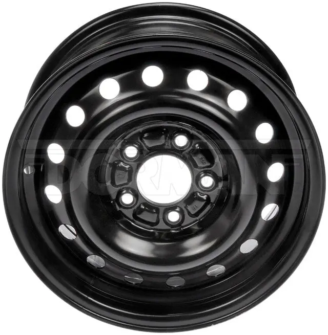 Dorman 15-Inch Black Steel Wheel — 5-Lug, 5x114.3 Bolt Pattern, Fits Chrysler & Dodge