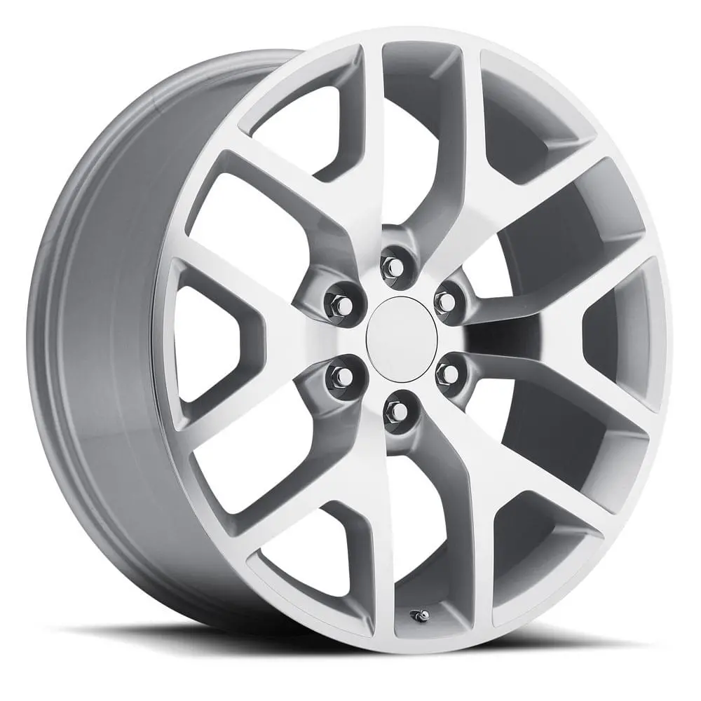 22X9 Silver Machined Face Fr44 Replica Wheels For Gmc (6X127, +31 Offset) - Alloy Rim 1