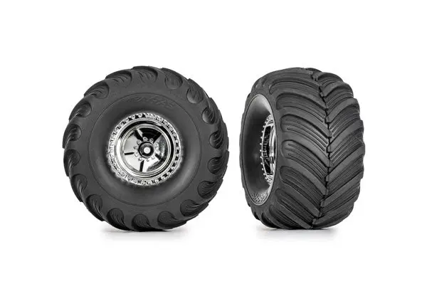 Tires & Wheels, Assembled (Chrome 1.2" Wheels, Terra Groove 3.0X1.0" Tires) (2) 9867 1