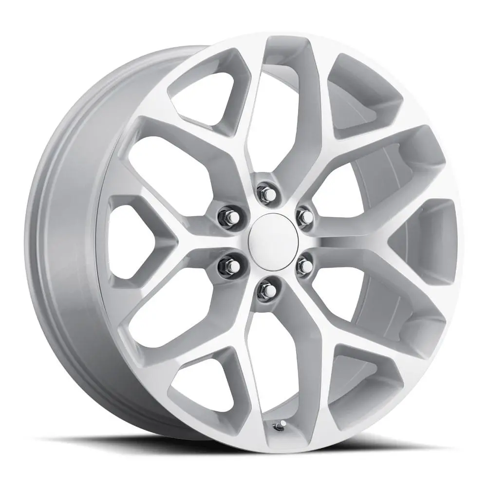 20X9 Silver Snowflake Style Wheels For Chevy Trucks (Fr59, 6X139.7, +27 Offset) 1