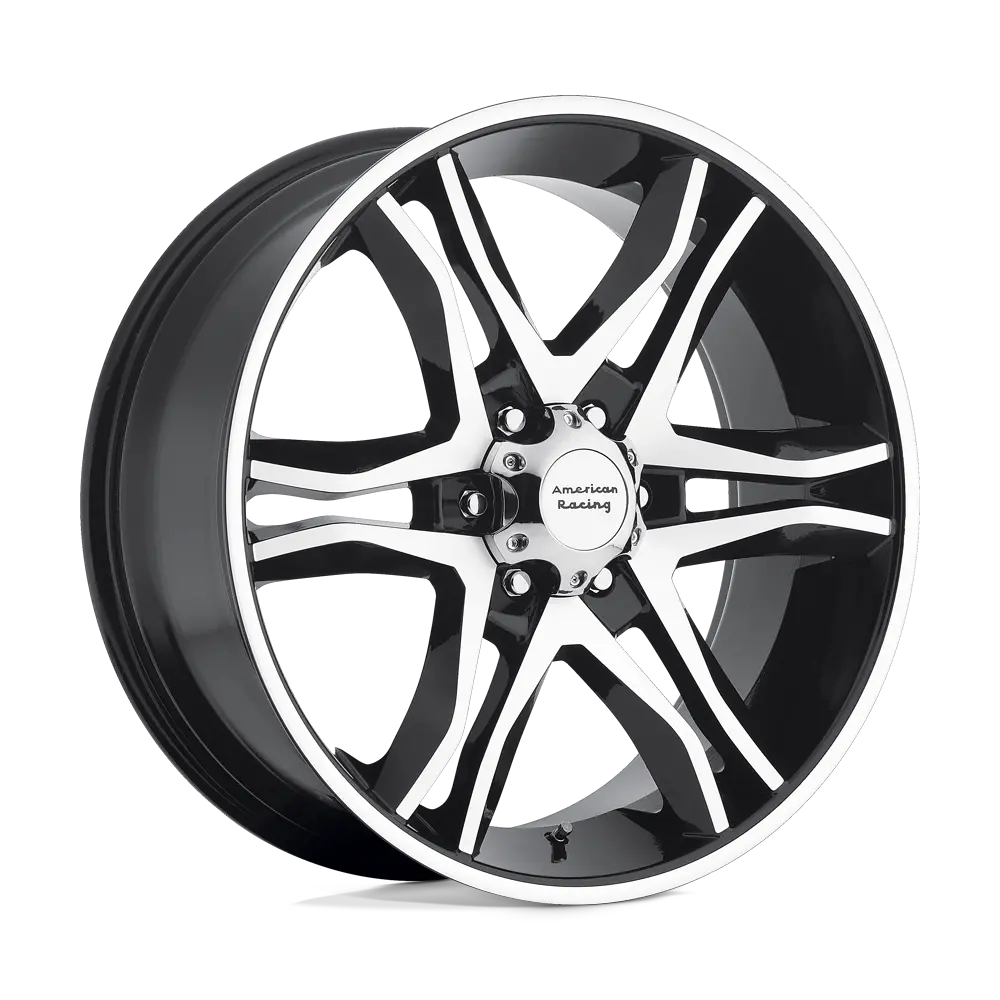 18x8.5 Gloss Black Machined American Racing Wheel with 30mm Offset