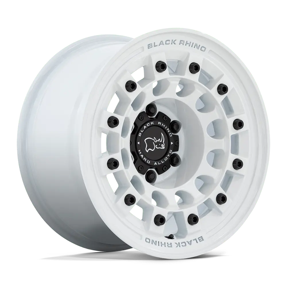 17x8 Gloss White Alloy Wheel with 30mm Offset – Black Rhino BR004 Series