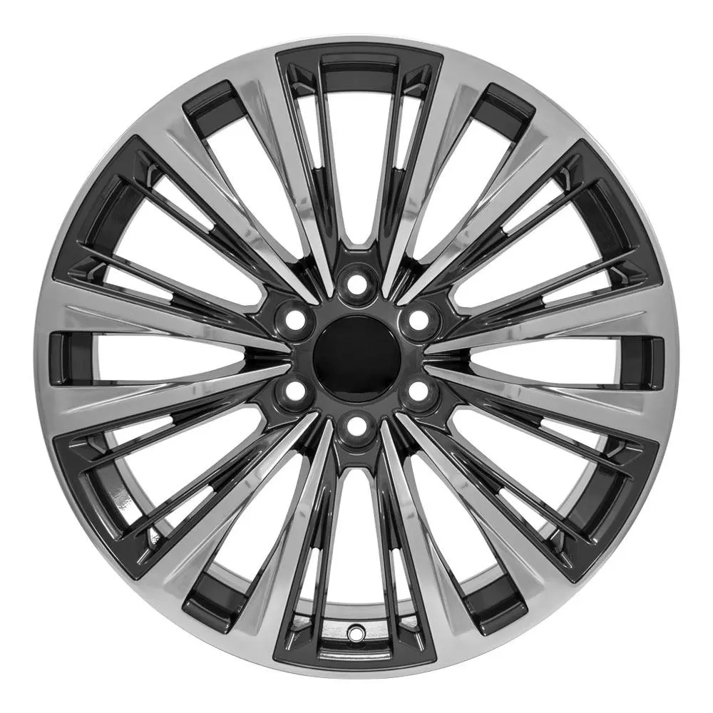 22X9 Replica Wheel Ca93 Fits Cadillac Escalade - Gunmetal With Polished Face 1