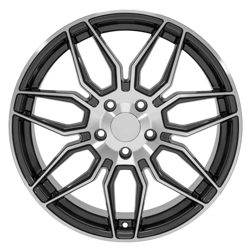 19X8.5 Replica Wheel Cv03d Fits Chevrolet C8 Corvette - Gunmetal Machined 1