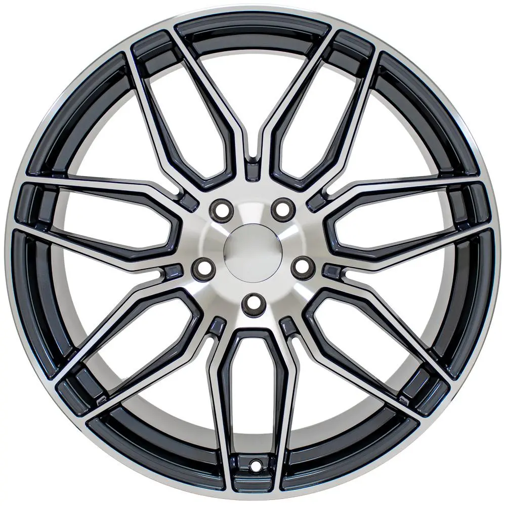 20X11 Replica Wheel Cv03d Fits Chevrolet C8 Corvette - Gunmetal Machined 1