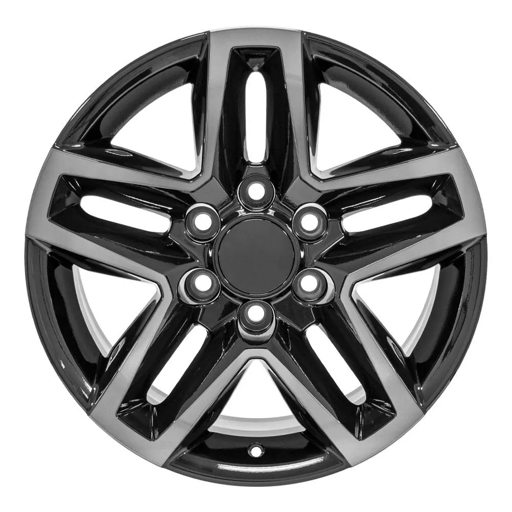18X8.5 Replica Wheel Cv34b Fits Chevrolet Silverado - Black Machined With Tinted Clear 1