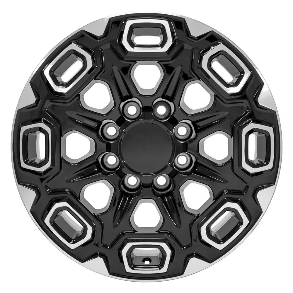 20X8.5 Replica Wheel Cv64b Fits Chevrolet Silverado 2500/3500 - Black Machined 1