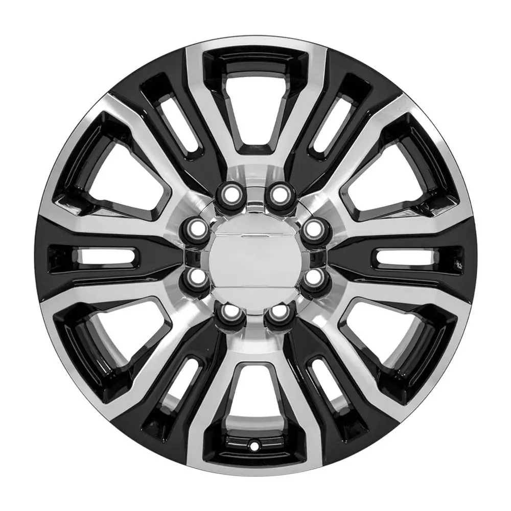 20X8.5 Replica Wheel Cv70b Fits Gmc Sierra 2500 3500 Hd Denali - Black Machined 1