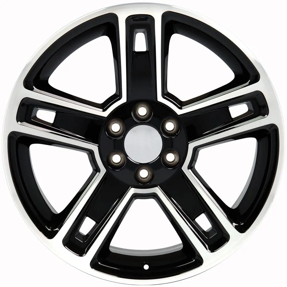 22" Replica Wheel Cv74b Fits Chevrolet Silverado- Design One With Lug Nuts |Black - Gm/Ram/Dodge Factory Style - Set Of 24 - 14X1.5Mm - 7/8" Hex 1