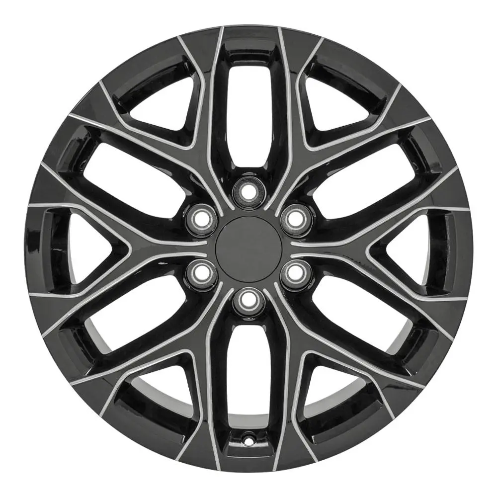 20X9 Replica Wheel Cv98b Fits Chevy Silverado - Black With Milled Edge 1