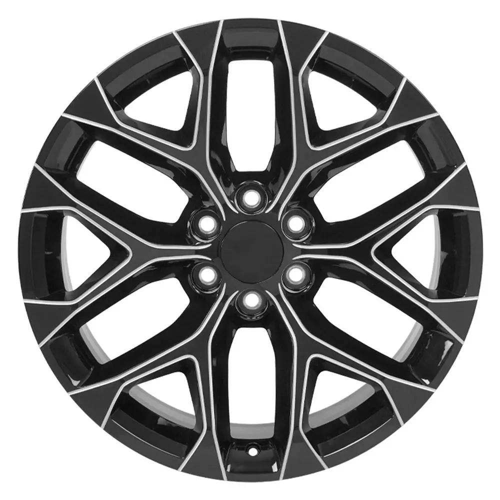 22X9 Replica Wheel Cv98b Fits Chevy Silverado - Black With Milled Edge 1