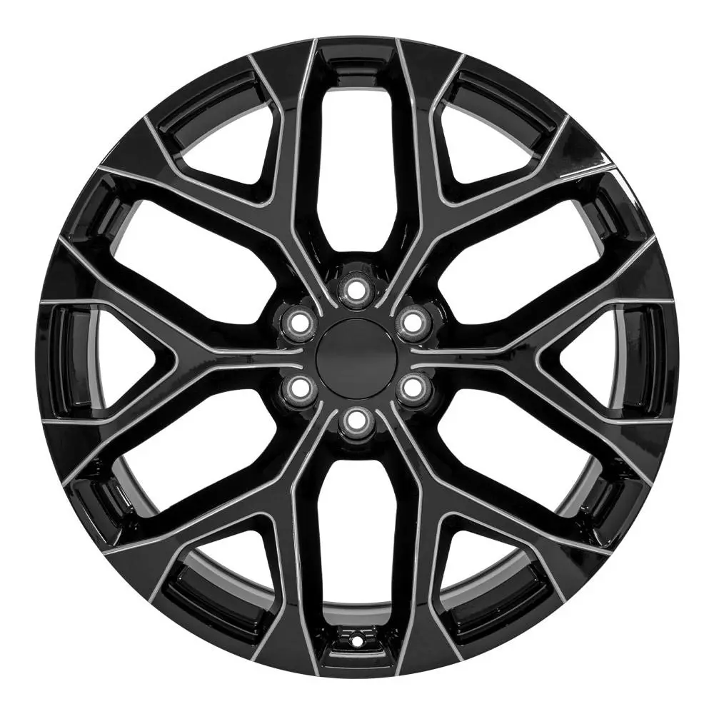 24X10 Replica Wheel Cv98b Fits Chevy Silverado - Black With Milled Edge 1