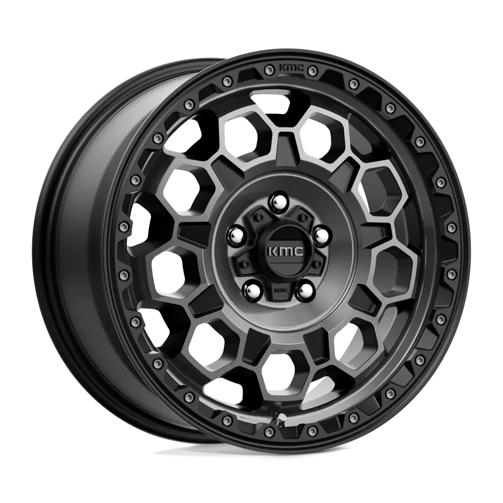 17x8 Satin Black KMC Wheel with Gray Tint Finish and 35mm Offset
