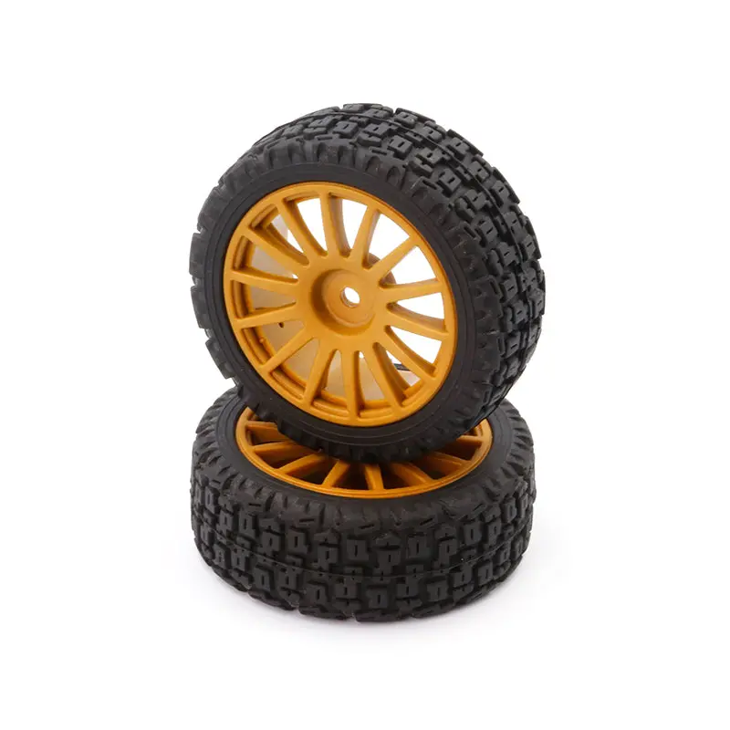 Lc Racing 25Mm 14 Spokes Rally Tires Set 2Pcs Gold (12Mm Hex) L6265 1