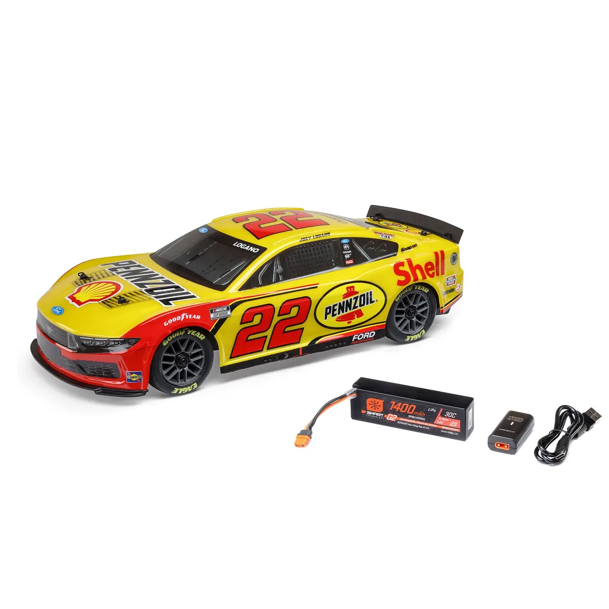 1/12 Nascar Rc Race Car Joey Logano No. 22 2025 Shell-Pennzoil Ford Mustang 1